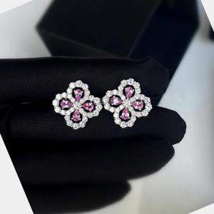 Harry Winston Platinum Pink Sapphire Diamond Loop Earrings 