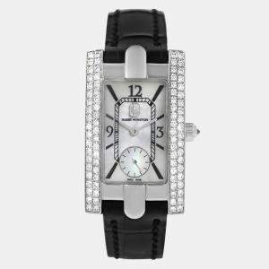 Pre Owned Harry Winston Avenue 310LQW Quartz Diamond 18K White Gold Women's Wristwatch 21 mm