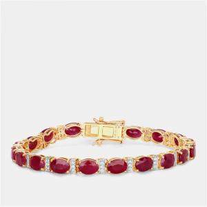 مملوكة مسبقًا 16.15 cts Ruby and Diamond 14K Yellow Gold Tennis Bracelet