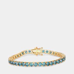 مملوكة مسبقًا سوار التنس من الذهب الأصفر عيار 14 بحوالي 14.33 قيراط ألماس أزرق