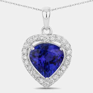 مملوكة مسبقًا دلاية شكل قلب بتانزانيت وألماس عيار 14 قيراط ذهب أبيض 3.40 قيراط