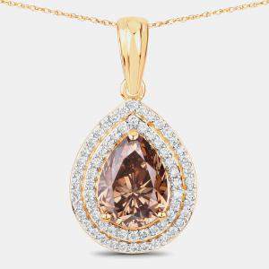 مملوكة مسبقًا 2.01 cts Brown Diamond and Diamond 18K Yellow Gold Statement Pendant