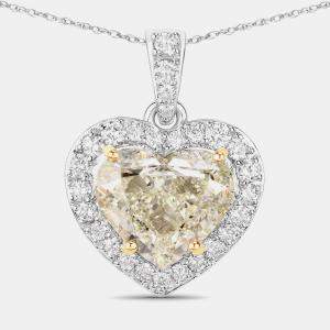 مملوكة مسبقًا 4.51 cts Light Yellow Diamond and Diamond 18K White Gold Statement Pendant