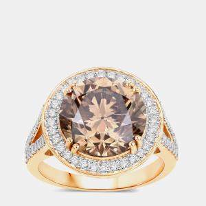 مملوكة مسبقًا 7.07 cts Brown Diamond and Diamond 18K Yellow Gold Statement Ring US Size 7