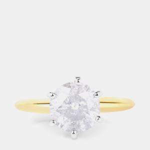 Pre Owned 2.02 cts White Diamond 14K Yellow & White Gold Solitaire Ring US Size 6