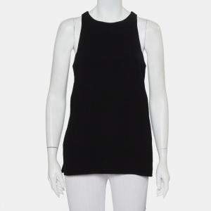 Helmut Lang Black Textured Synthetic Raze Tank Top M 