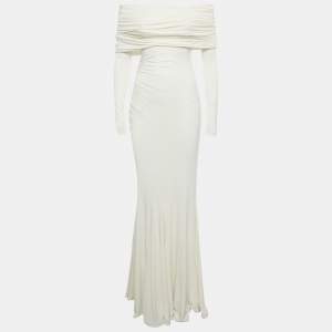 Pre Owned Helsa White Off Shoulder Jersey Lotta Maxi Dress S  