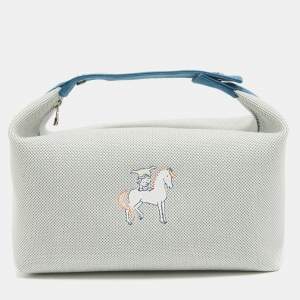 Hermes Bleu Nattier Canvas Large Bride-a-Brac Cabriole Pouch