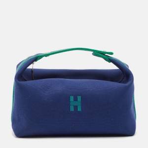 Hermès Marine Canvas Large Bride-a-Brac Pouch