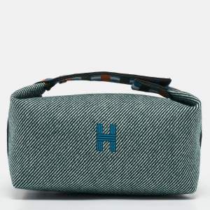 Hermes Vert Foret Wool Small Bride-a-Brac Natte Pouch