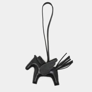 Hermès Noir Leather Rodeo Pegase PM Charm