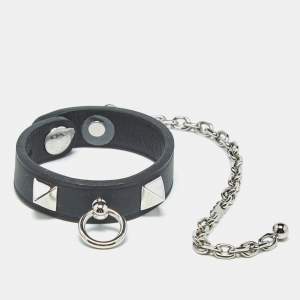 Hermes Rivale Leather Palladium Plated Glove Clip