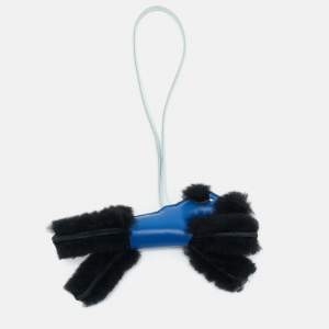 Hermès Bleu Saphir/Noir/Bleu Brume Milo Leather and Shearling Budy Bag Charm