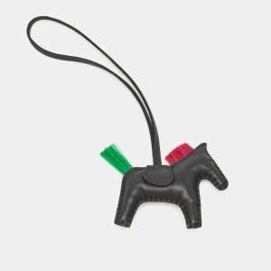 Hermes Noir/Menthe/Magnolia Milo Leather and Horsehair GriGri Rodeo Punk Bag Charm PM