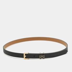 Pre Owned Hermes Noir Epsom Leather Pop H Buckle Belt 75 CM