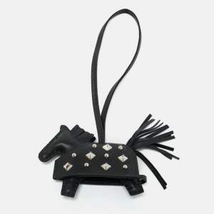 Hermes Noir Milo Leather Rodeo Robeo Rock Bag Charm PM