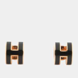 Pre Owned Hermes Pop Ash Mini Earrings Size Mini Black Metal