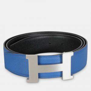 Pre Owned Hermes Black Bleu Zellige Epsom 38mm Constance H Belt 110