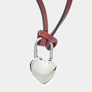 مملوكة مسبقًا Hermès  Heart Leather Silver Tone Necklace