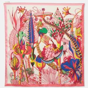 مملوكة مسبقًا Hermès Pink Fantaisie Botanique Silk Scarf 45
