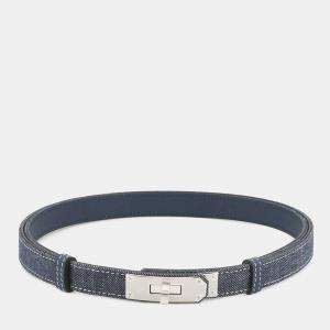 Pre Owned Hermes Belt Kelly Jean Blue Indigo/White/Blue Navy Denim Epsom Size 18
