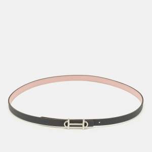 Pre Owned Hermès Gamma 75 CM Reversible Buckle Belt Rose Sakura/Gris Misty Swift and Epsom Leather