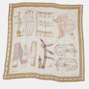 Pre Owned Hermes Giant Square Lettuce Equestre Size 140 Natural/Beige/Rose Poudre Cashmere70% Silk30%