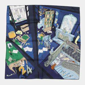 Pre Owned Hermes The Mystery Of 24 Carre Size 90 Marine/Green/Blue Cielh004106S Silk100%