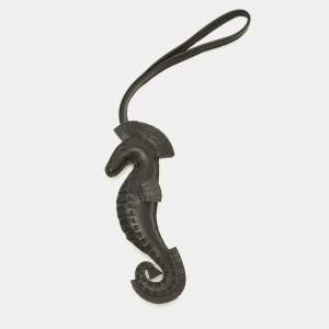 Pre Owned Hermès Seahorse Bag Charm Noir Milo Leather