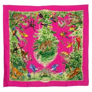 Pre Owned Hermes Rose Equateur Wash Silk Scarf