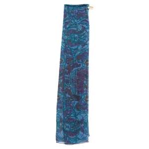 Pre Owned Hermes Blue La Charmante Aux Animaux Mousseline Silk Stole