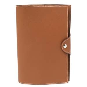 Pre Owned Hermes Gold Evercolor Leather Ulysse Universel Notebook Cover