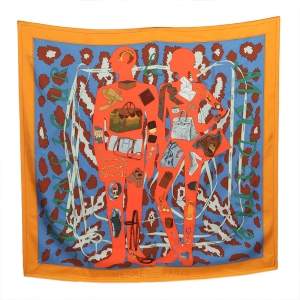 Pre Owned Hermes Multicolor Madame Monsieur Printed Silk Square Scarf