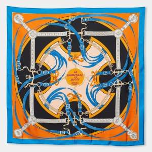Pre Owned Hermès Cobalt Blue La Promenade Du Matin Silk Scarf