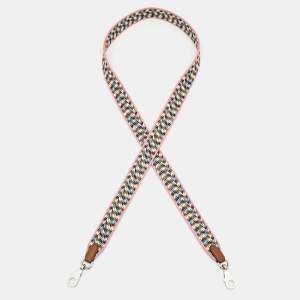 Pre Owned Hermes Strap Rose d'Ete Canvas and Swift Leather Zigzag Sangle Bag Strap