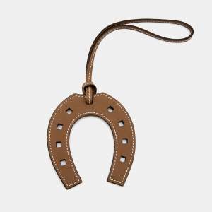 Pre Owned Hermes Etoupe Swift Leather Paddock Fer a Cheval Bag Charm