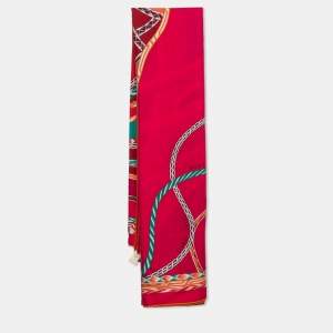 Pre Owned Hermes Pink Multicolor Robe du Soir Cashmere Scarf