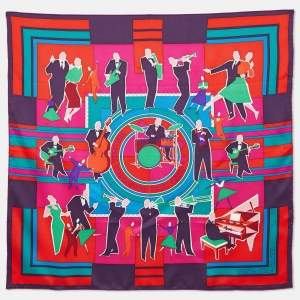 Pre Owned Hermès Multicolor Original Trocadero Jazz Band Silk Scarf