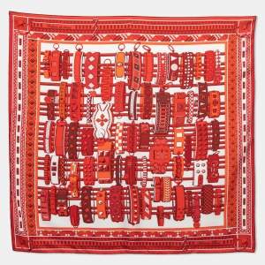 Pre Owned Hermes Red Collier de Chiens Square Scarf