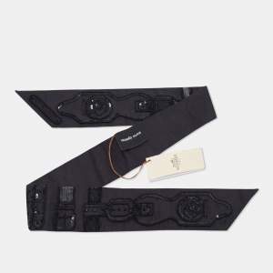 Hermès Black Sequin Embroidered Silk Twilly