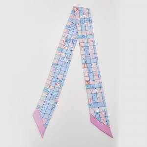 Hermes Pale Bleu/Rose Bolduc au Carré Silk Twilly