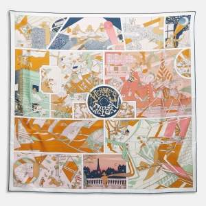 Hermès Multicolor Hermes factory Printed Silk Square Scarf