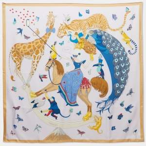 Hermès Story Light Pink Printed Silk Square Scarf