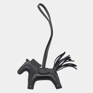 Hermes So Black Milo Leather and Matte Alligator Touch GriGri Rodeo Bag Charm PM