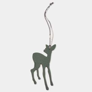 Hermès Taupe/Vert Anglais Epsom and Togo Leather Petit H Fawn Bag Charm