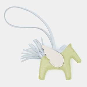 Hermes Jaune Bourgeon/Bleu Brume Milo Leather GriGri Rodeo Pegase Bag Charm PM