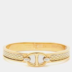 Hermes Mini Clic Clac Chain D'Ancre Enamel Gold Plated Bracelet