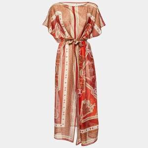Hermes Brown Mors et Gourmettes Cotton Beach Kaftan Dress One Size