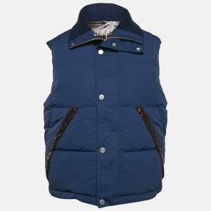 Hermès Navy Blue Synthetic Puffer Vest XXL
