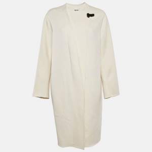 Hermès Ecru White Cashmere Mid-Length Coat L